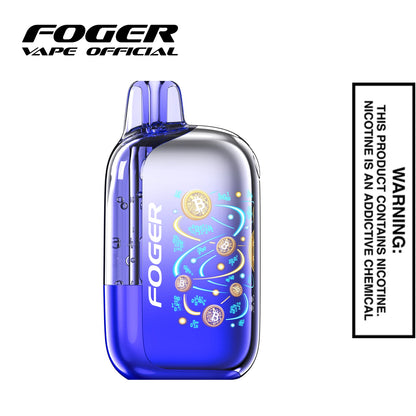 Front view of the Orange Cranberry Lime Ice Foger Bit 35K disposable vape showing the clear tank and smart screen