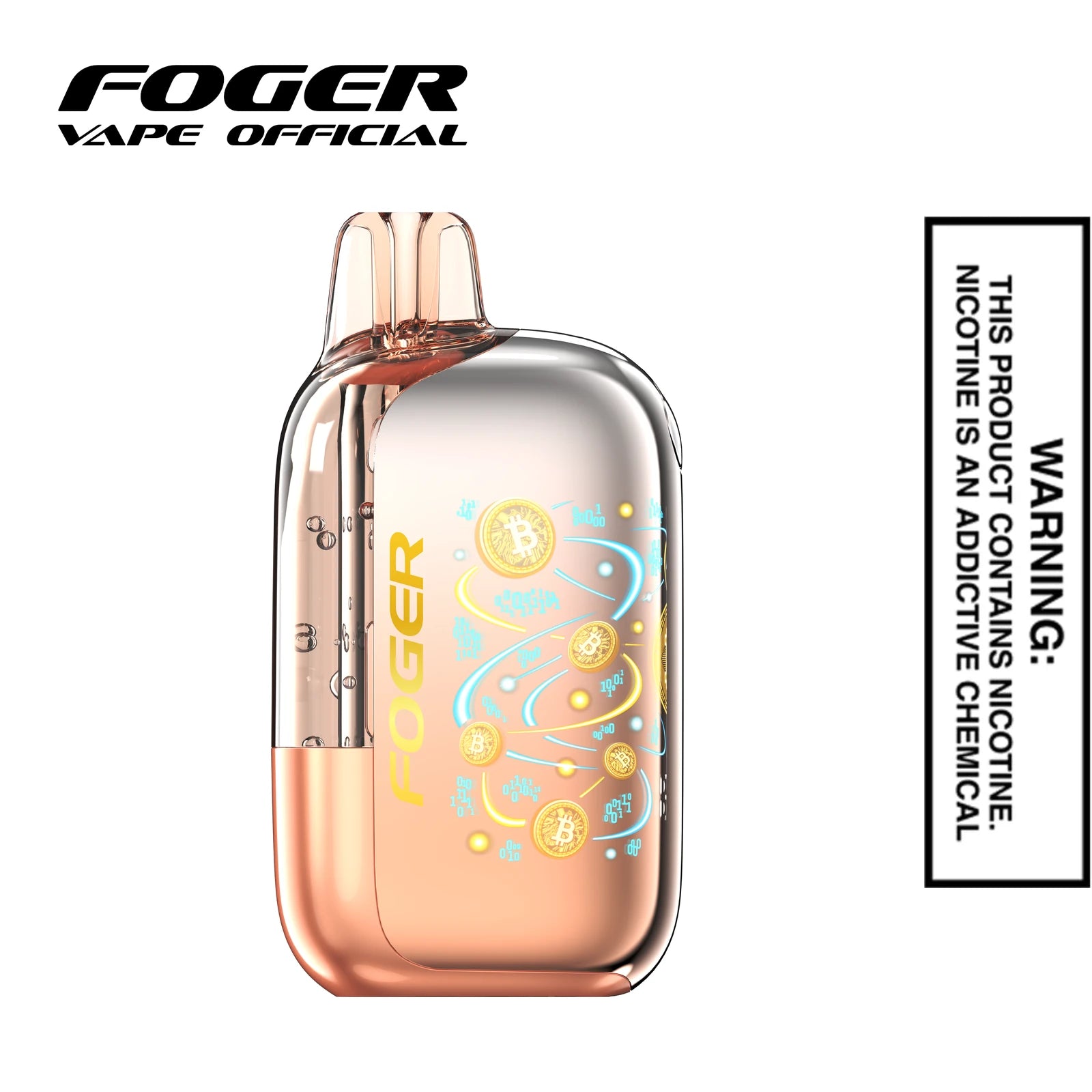 Front view of the Orange Freezer Jam Foger Bit 35K disposable vape showing the clear tank and smart screen
