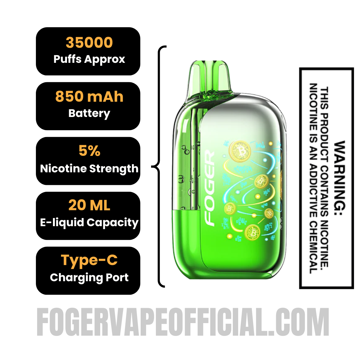 Passion Kiwi Foger Bit 35K Disposable Vape Passion Kiwi Foger Bit 35K Disposable Vape