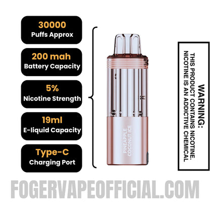 Pineapple Coconut Foger Switch Pro 30K Disposable Pod Specifications