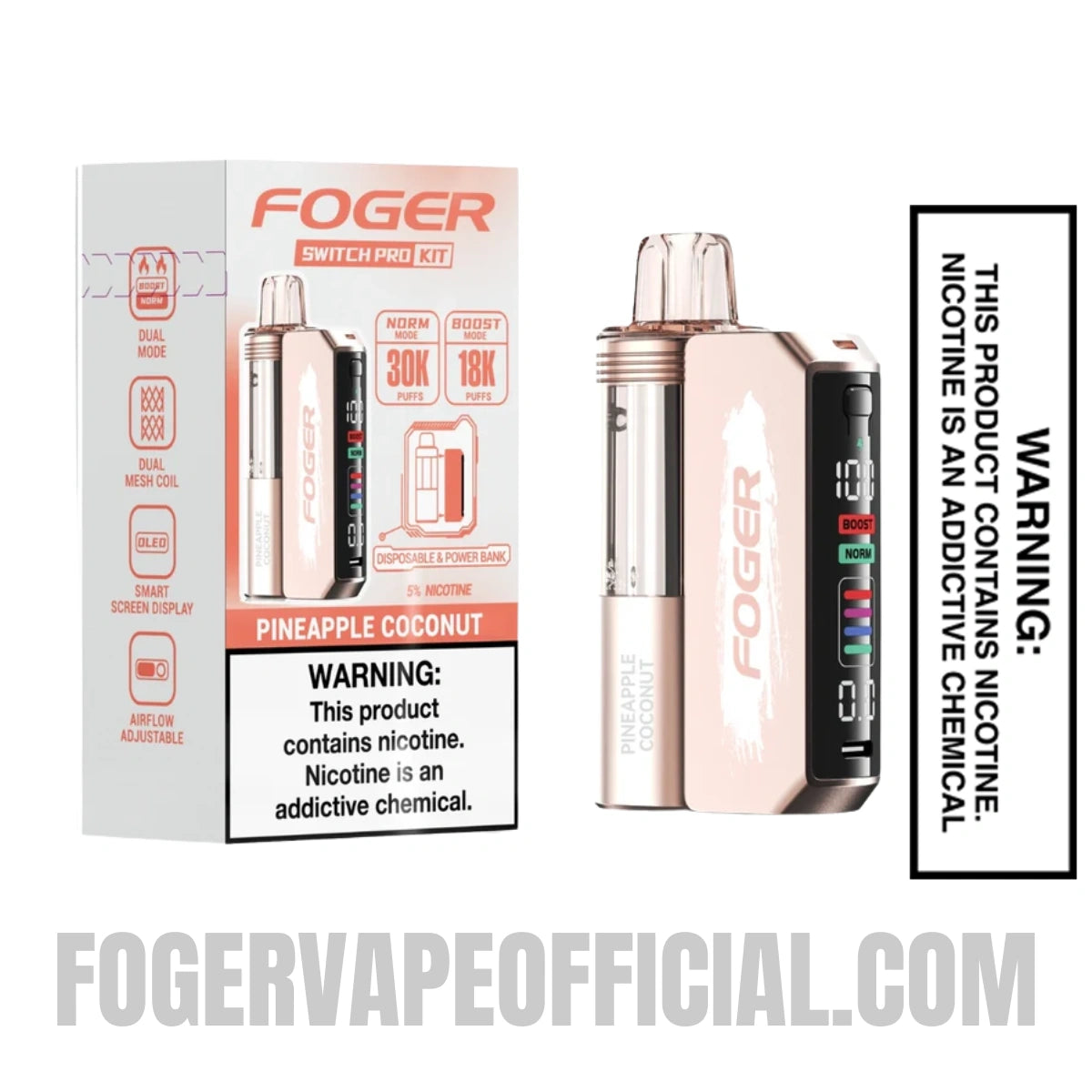 Pineapple Coconut Foger Switch Pro Vape Kit 30K Puffs With Package Box