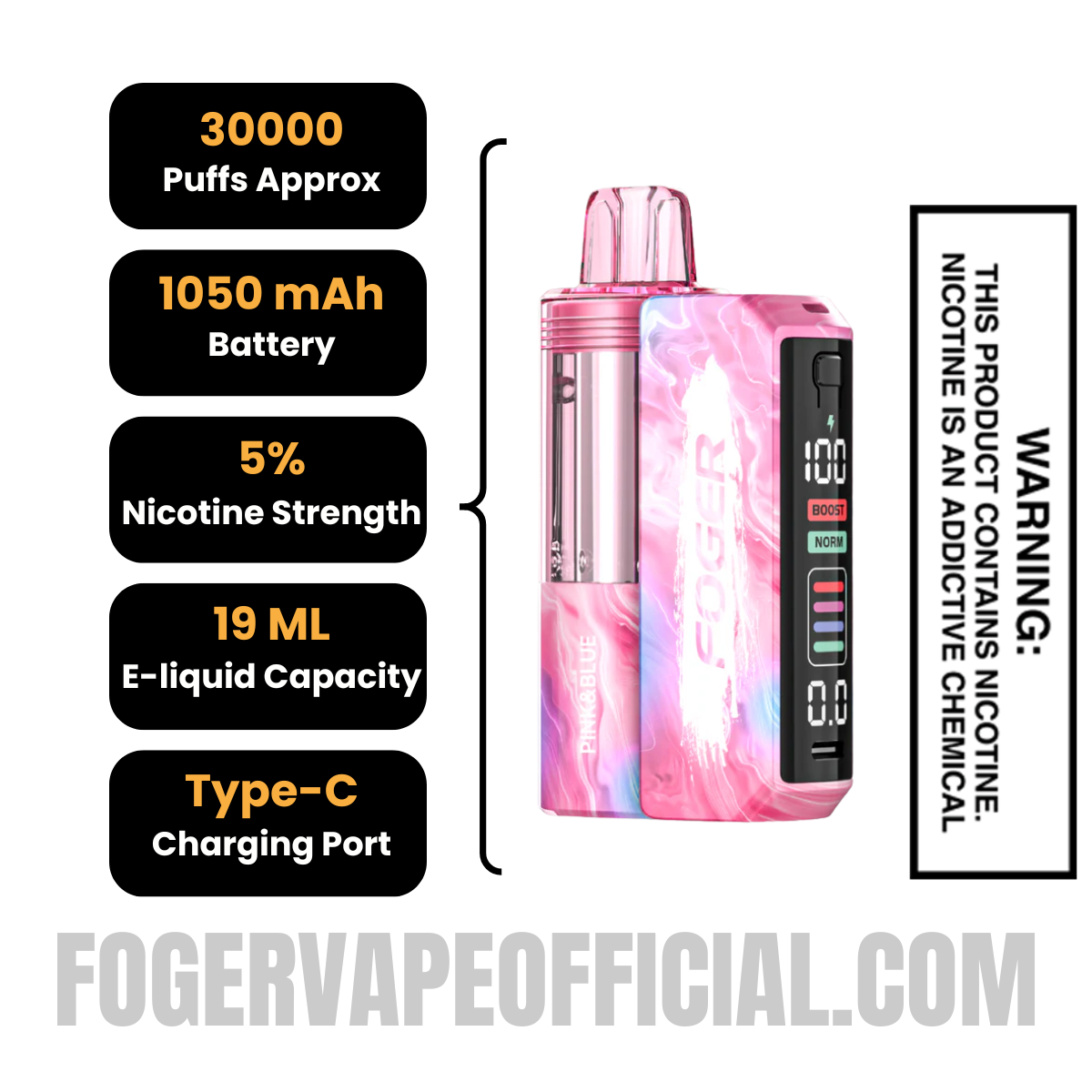 pink and blue foger vape Pink & Blue Foger Switch Pro Vape Kit 30K Puffs