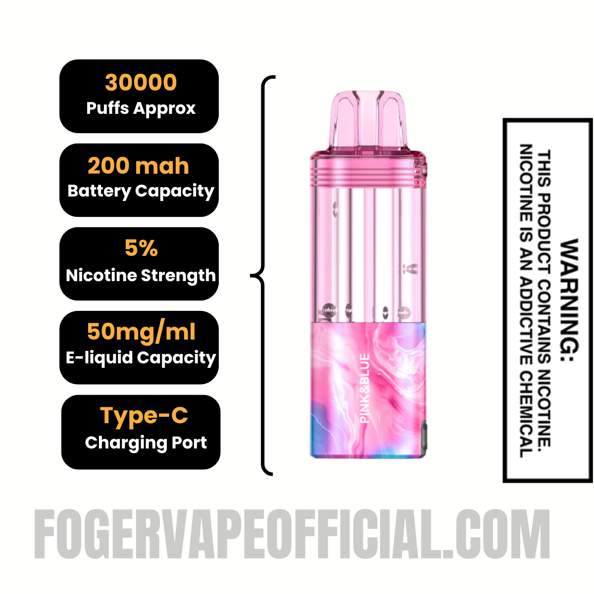 Pink & Blue Foger Switch Pro 30K Disposable Pod