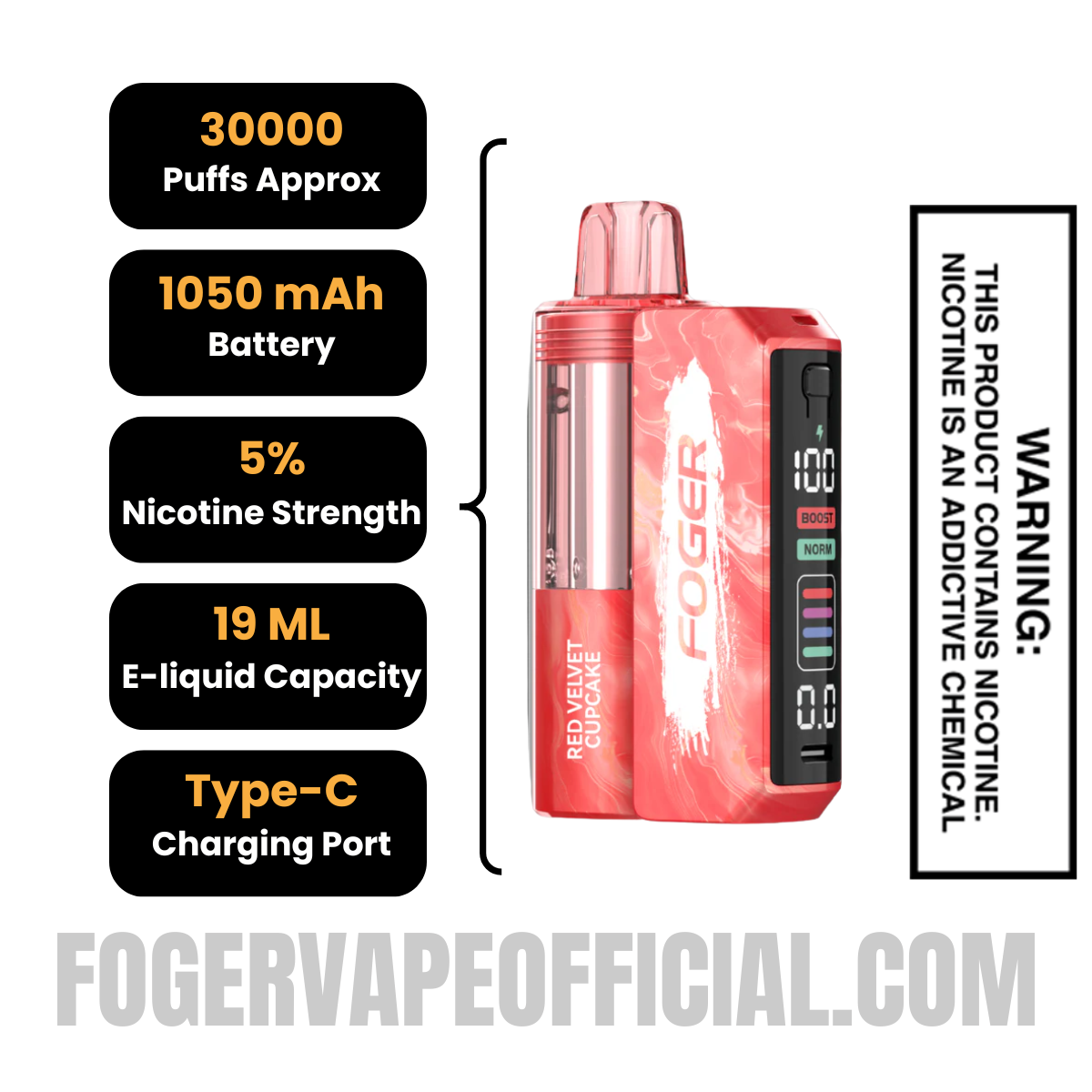Red Velvet Cupcake Foger Switch Pro Kit 30K Puffs
