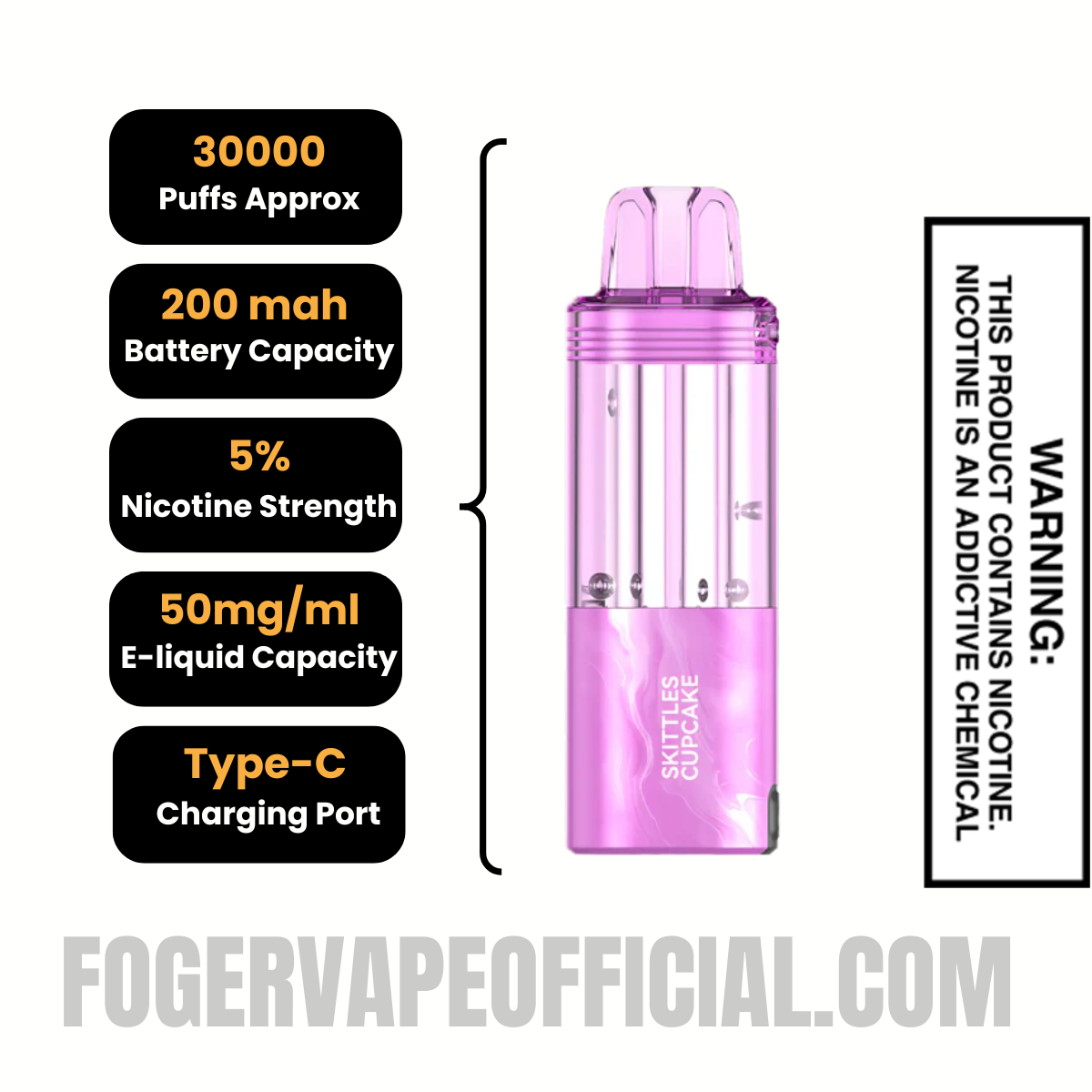 Skittles Cupcake Foger Switch Pro 30K Disposable Pod