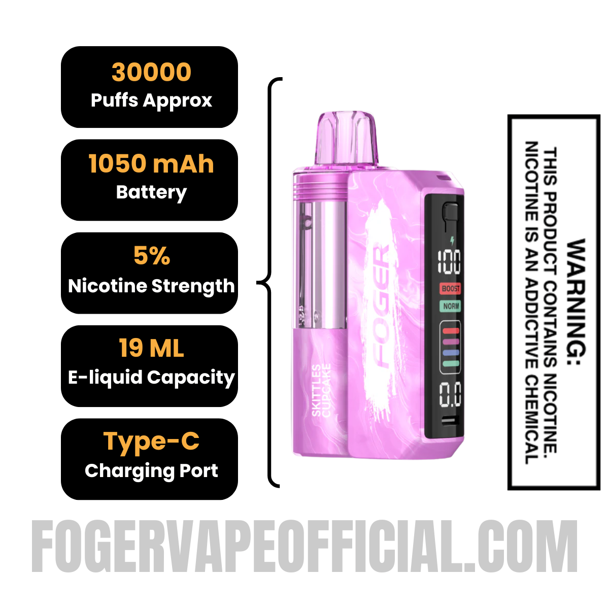 foger skittles cupcake flavor Switch Pro Kit 30K Puffs vaper desechable Flavor:Strawberry Pomegranate Cotton Candy Vape —