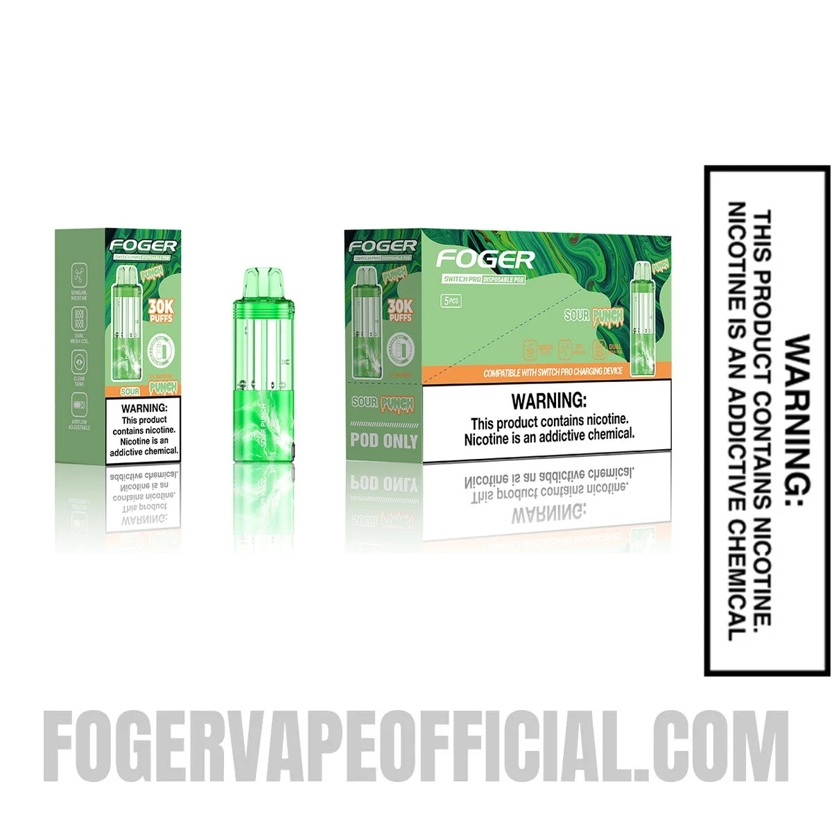 Sour Punch Foger Switch Pro Disposable Pod device with single and multi pack packaging