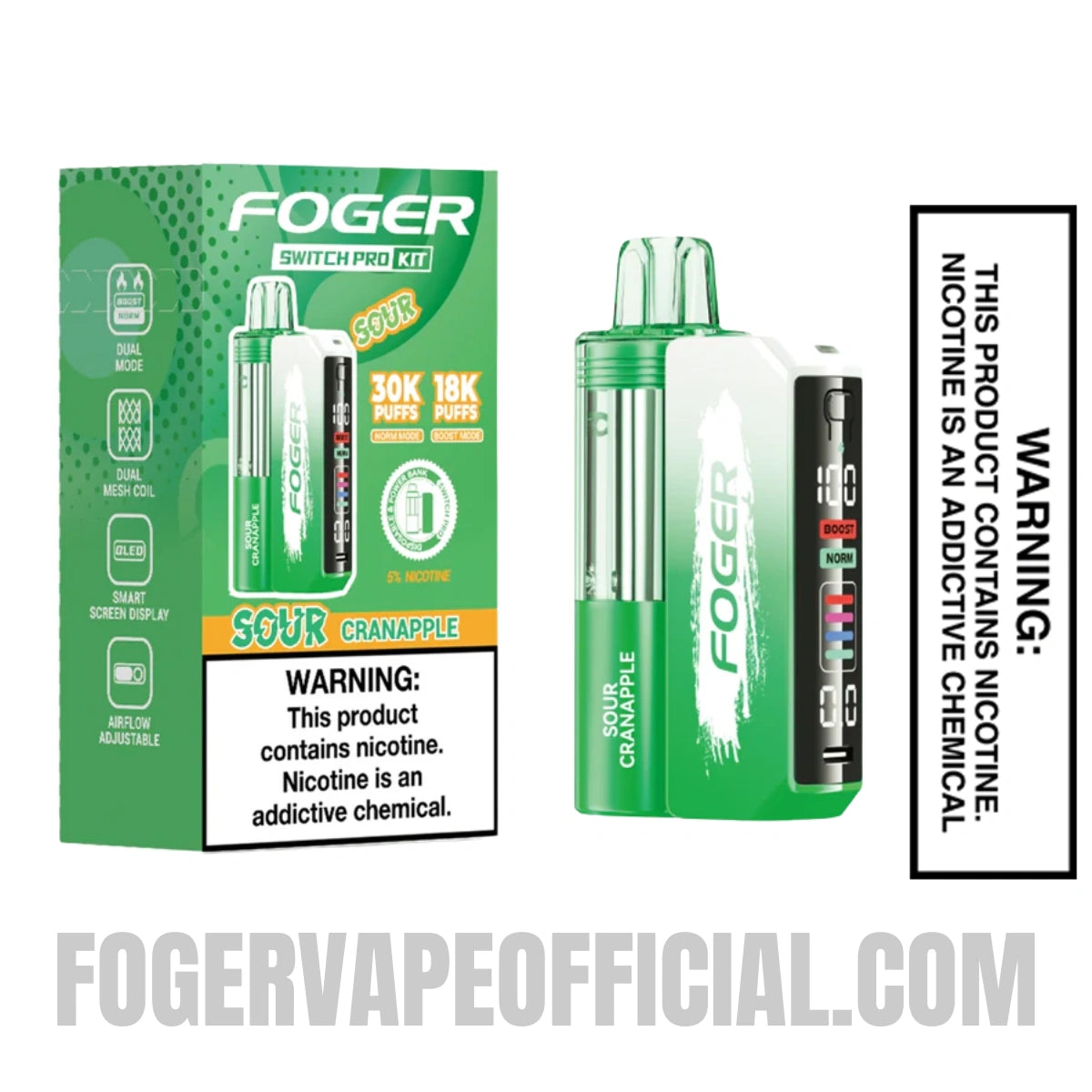 Sour Cranapple Foger Switch Pro Vape Kit 30K Puffs With Package Box
