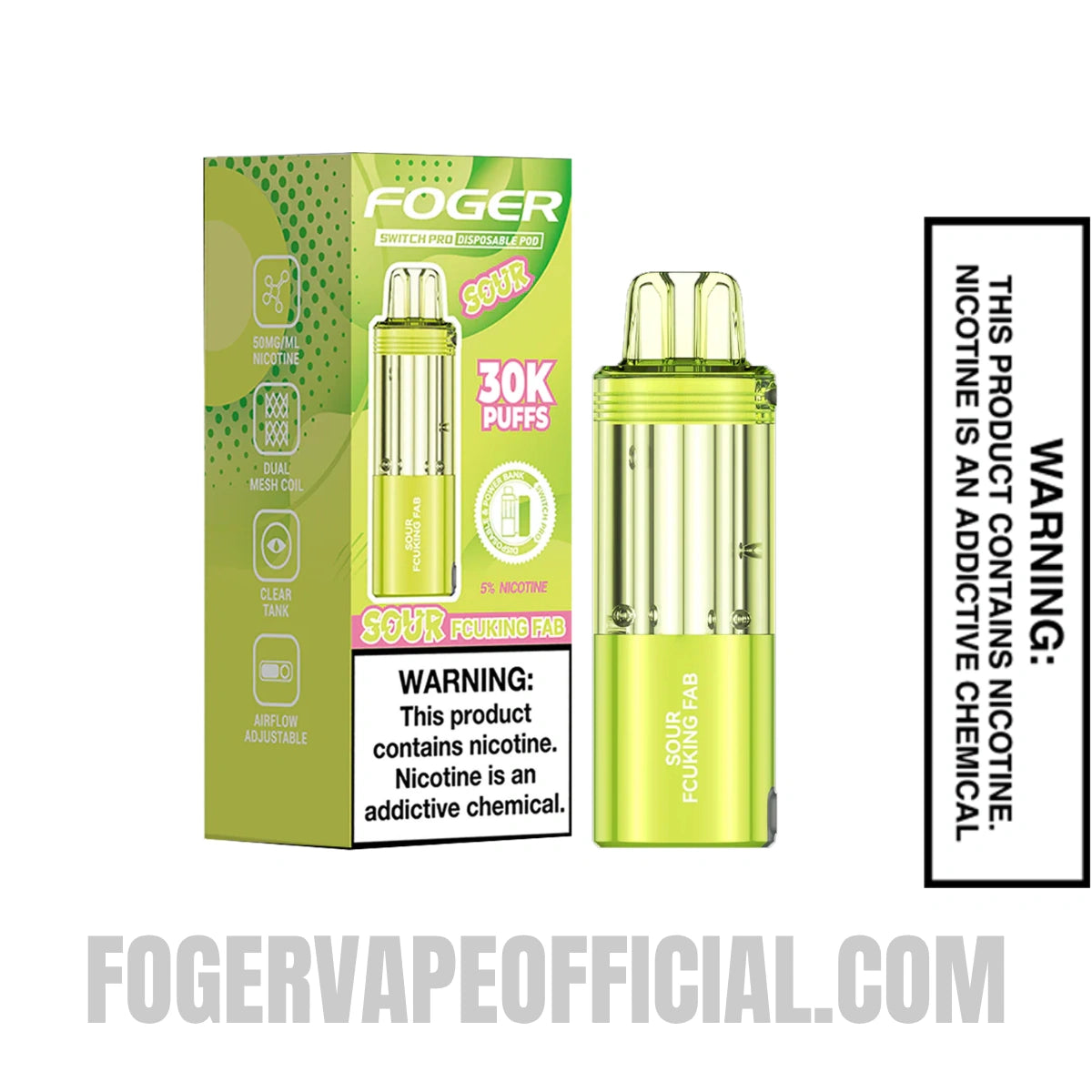 Sour Fcuking Fab Foger Switch Pro 30K Disposable Pod With Package Box