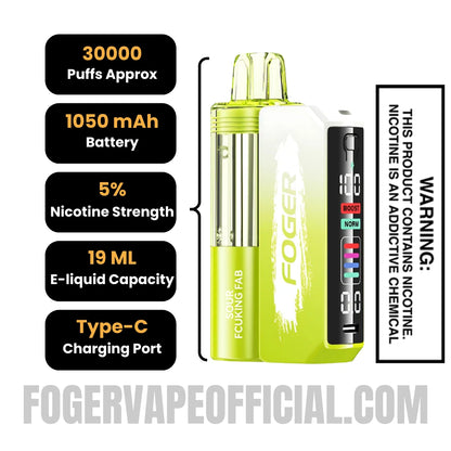 Sour Fcuking Fab Foger Switch Pro Vape Kit 30K Puffs Specifications