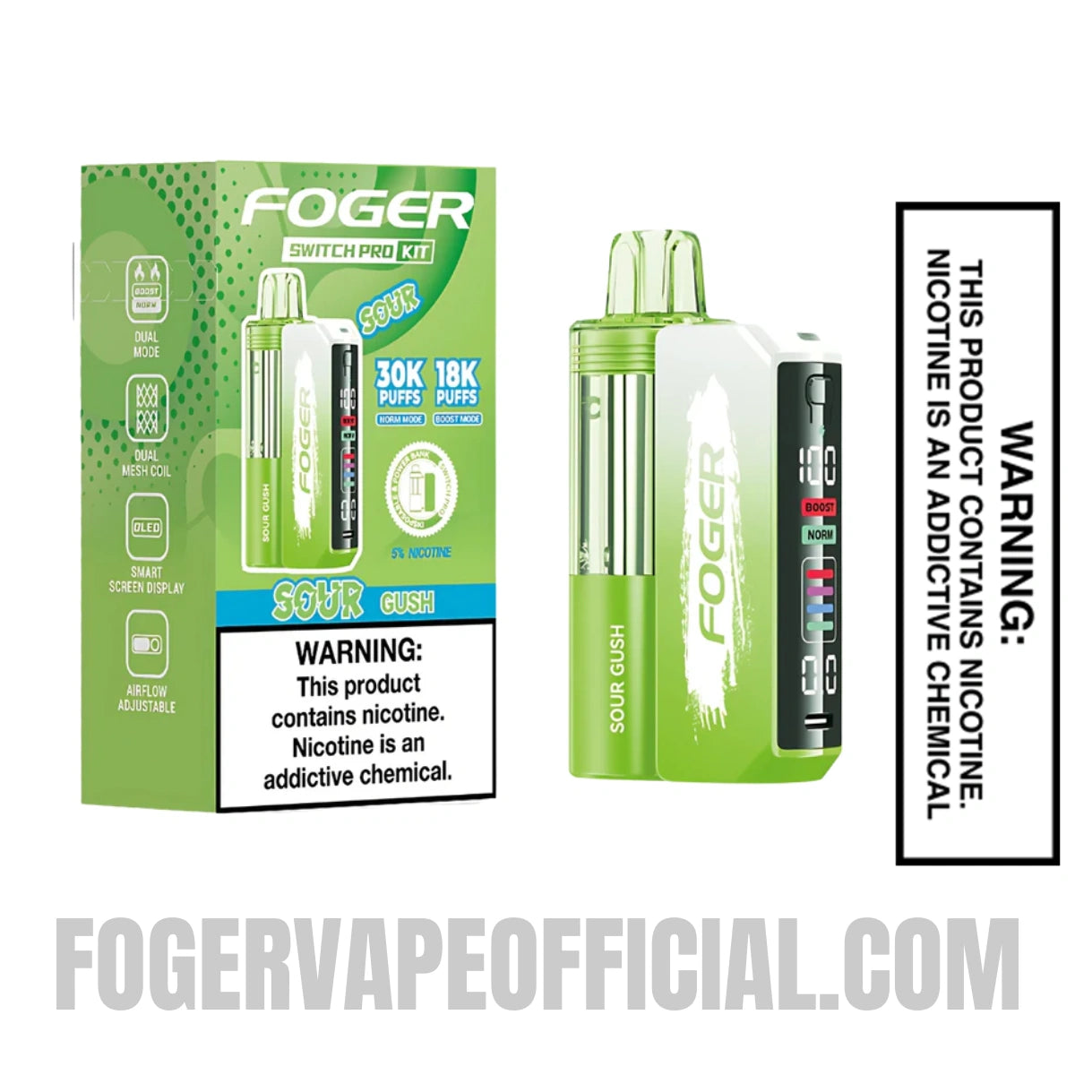 Sour Gush Foger Switch Pro Vape Kit 30K Puffs With Package Box