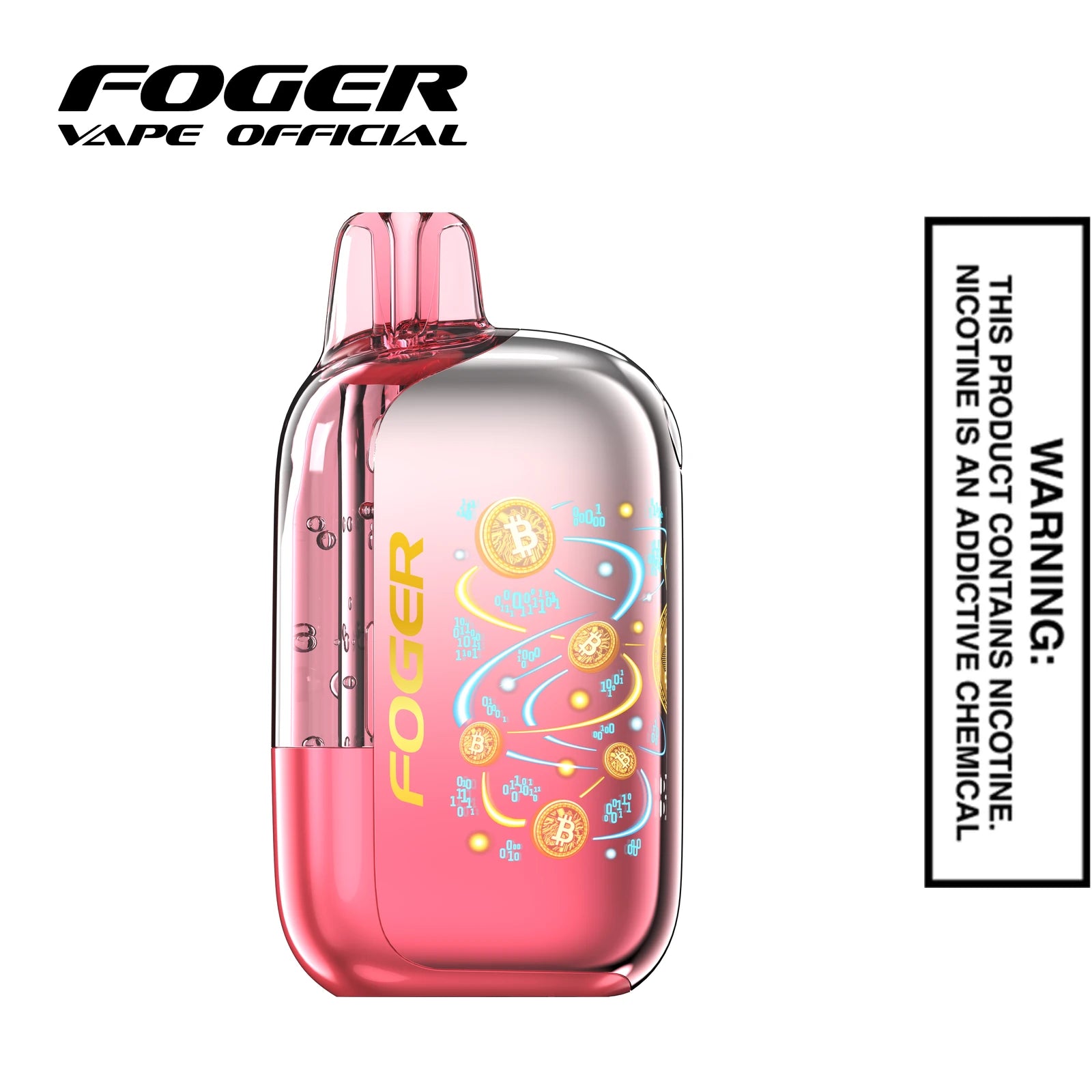 Front view of the Strawberry Freezer Jam Foger Bit 35K disposable vape showing the clear tank and smart screen