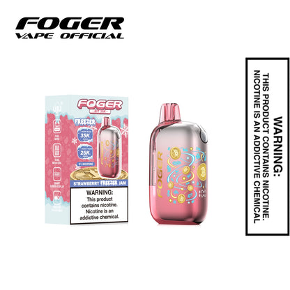 Strawberry Freezer Jam Foger Bit 35K disposable vape next to its single unit retail box