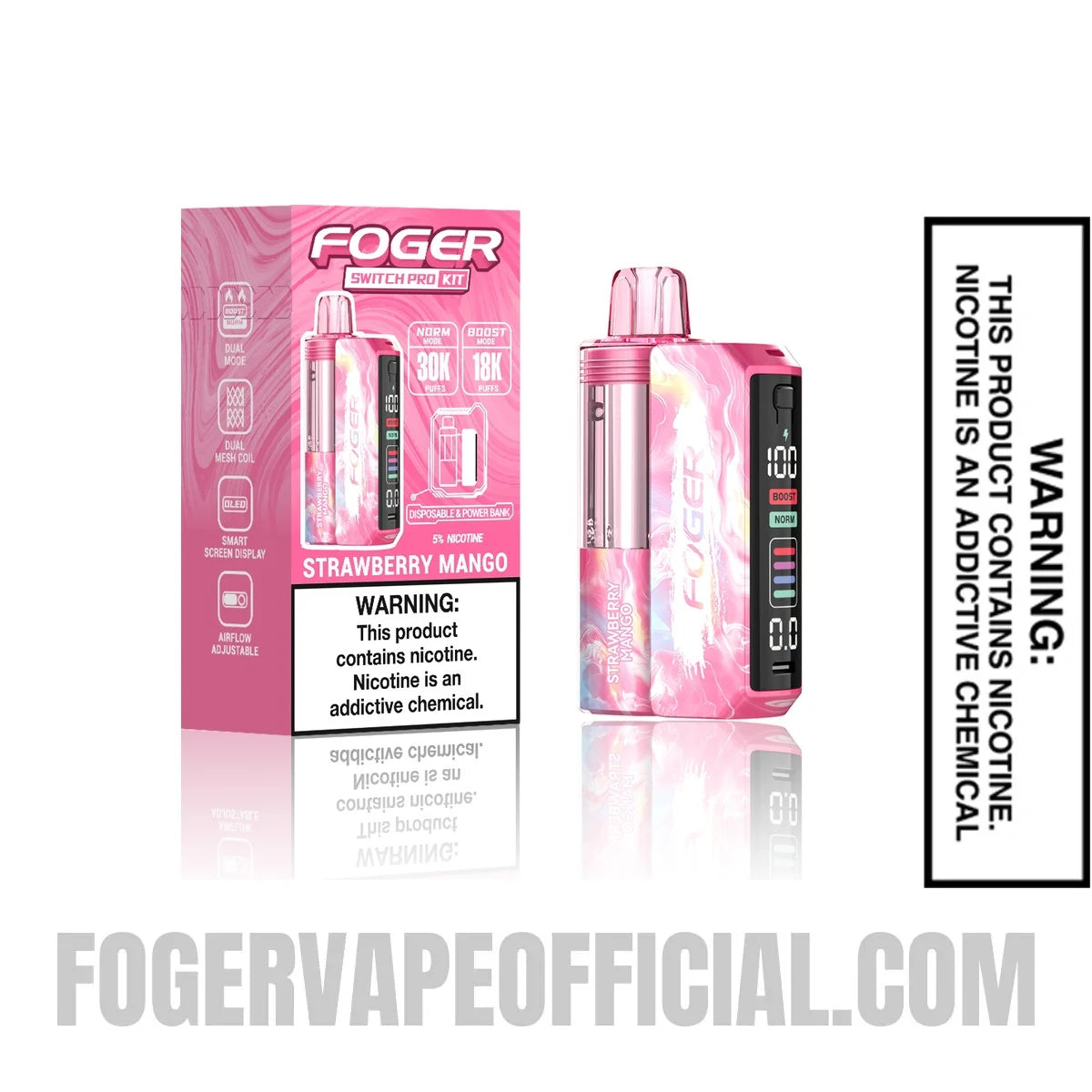 Strawberry Mango Foger Switch Pro Vape Kit with retail packaging