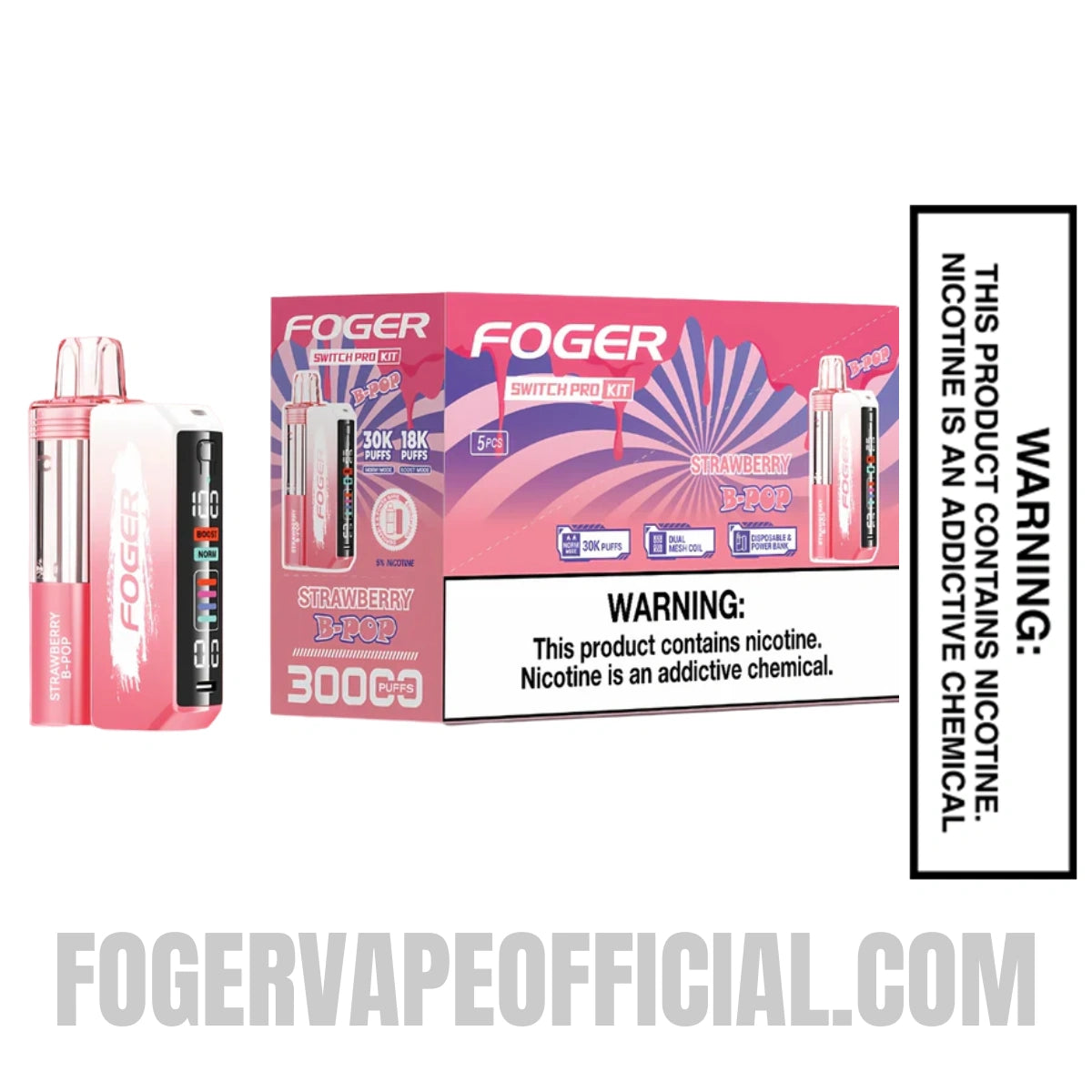 Strawberry B-POP Foger Switch Pro Vape Kit 30K Puffs Strawberry B-POP Foger Switch Pro Vape Kit 30K Puffs