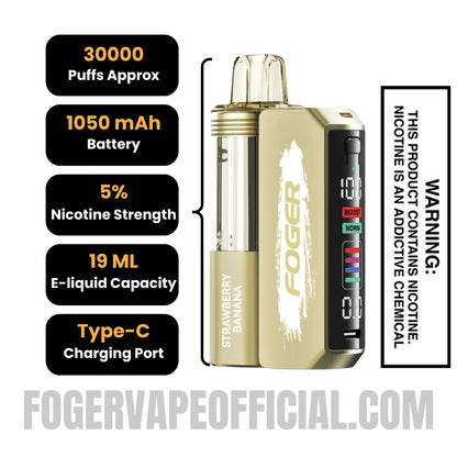 Strawberry Banana Foger Switch Pro Vape Kit 30K Puffs Specifications