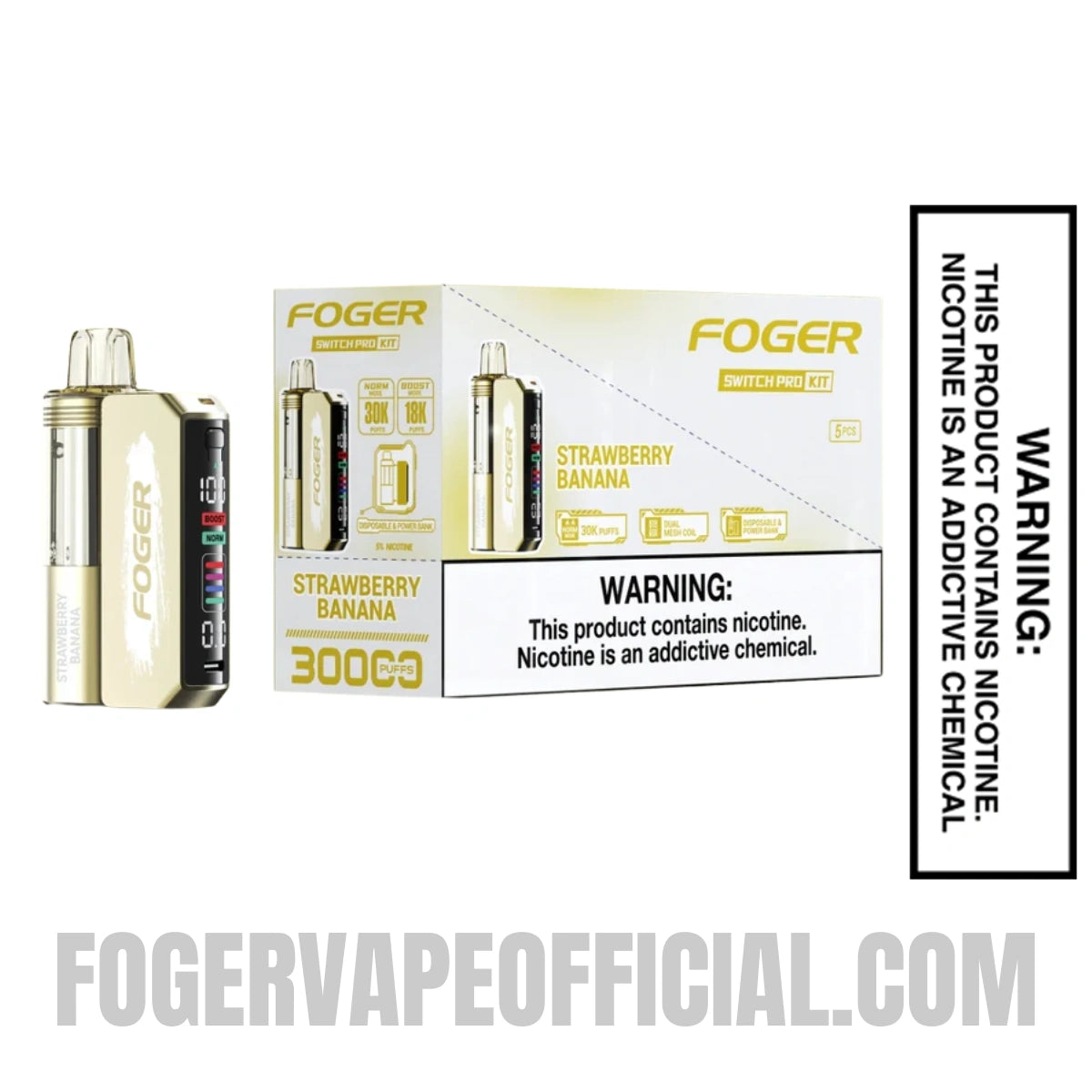 Strawberry Banana Foger Switch Pro Vape Kit 30K Puffs With Bundle Pack