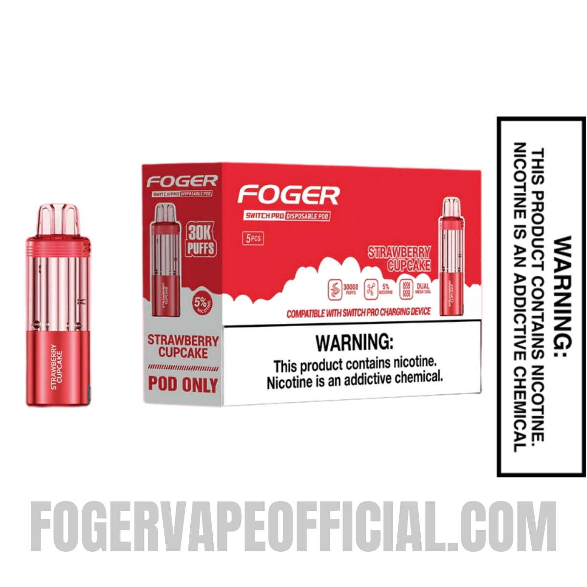 Strawberry Cupcake Foger Switch Pro 30K Disposable Pod With Bundle Pack