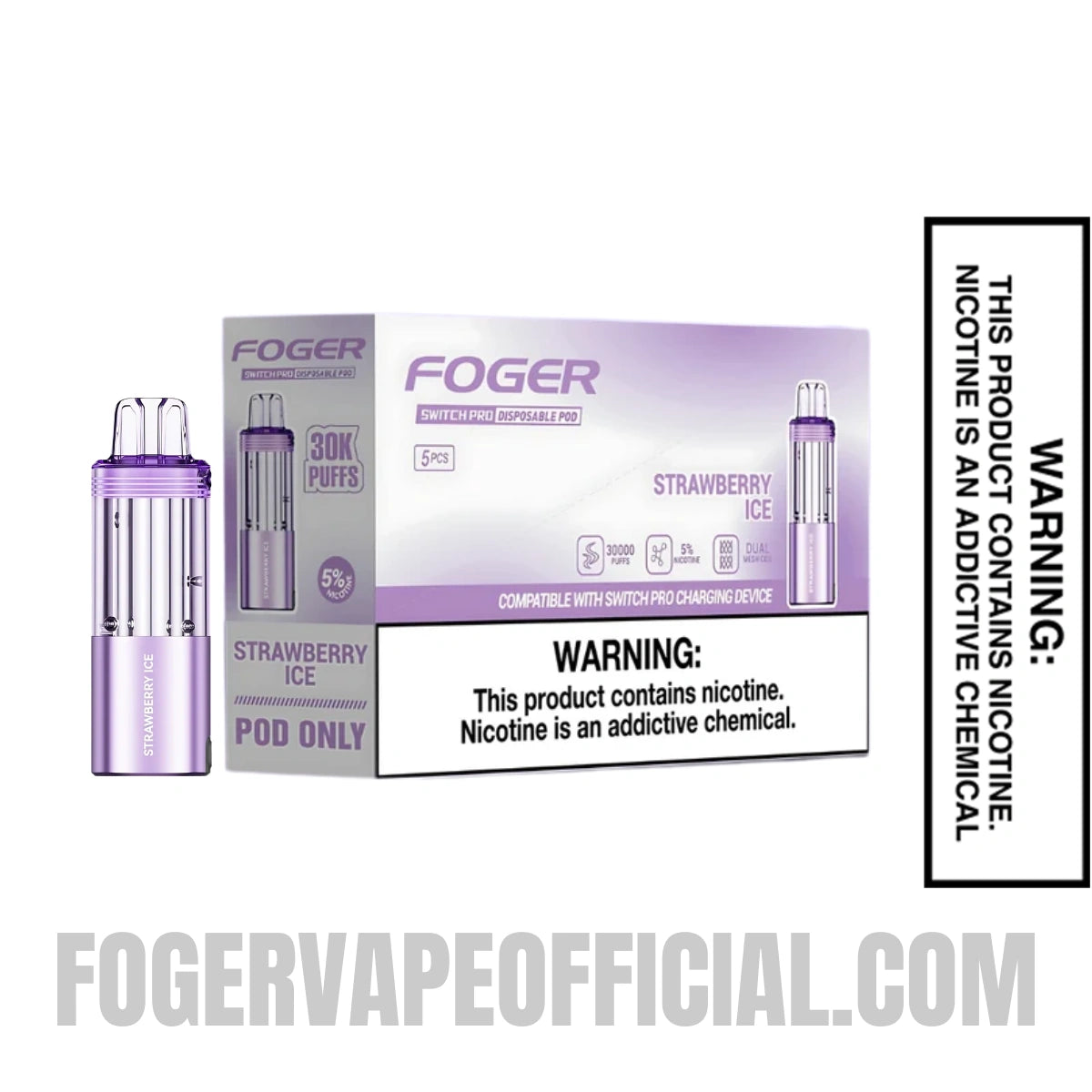 Strawberry Ice Foger Switch Pro 30K Disposable Pod With Bundle Pack
