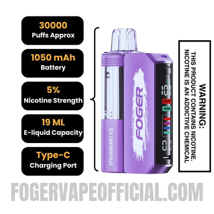Strawberry Ice Foger Switch Pro Vape Kit 30K Puffs Specifications