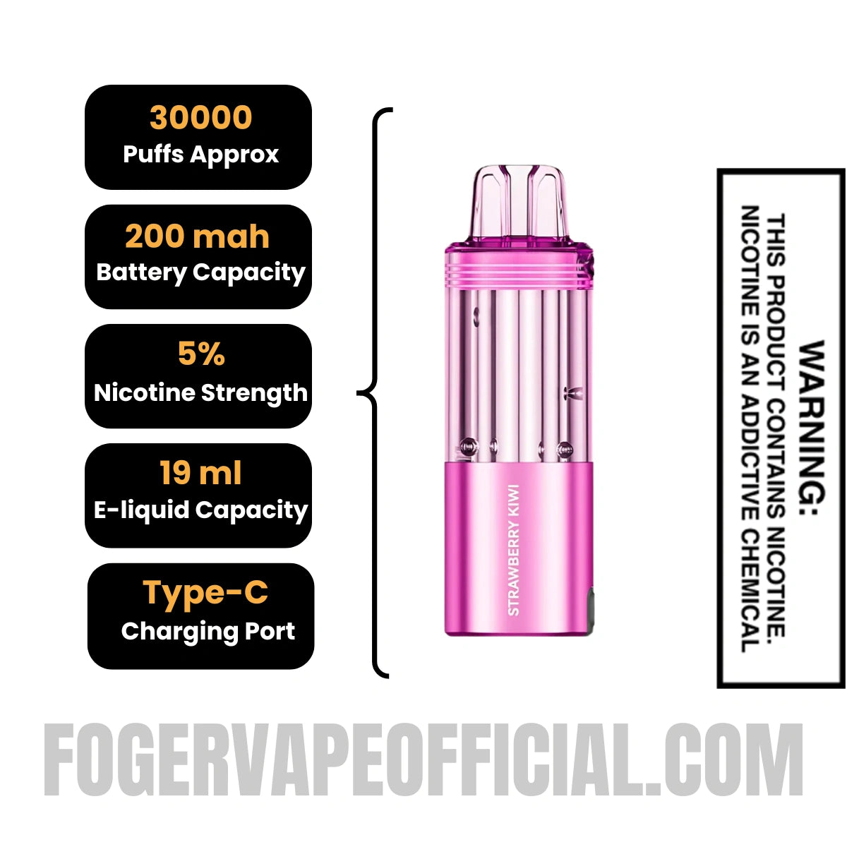 Strawberry Kiwi Foger Switch Pro 30K Disposable Pod Specifications
