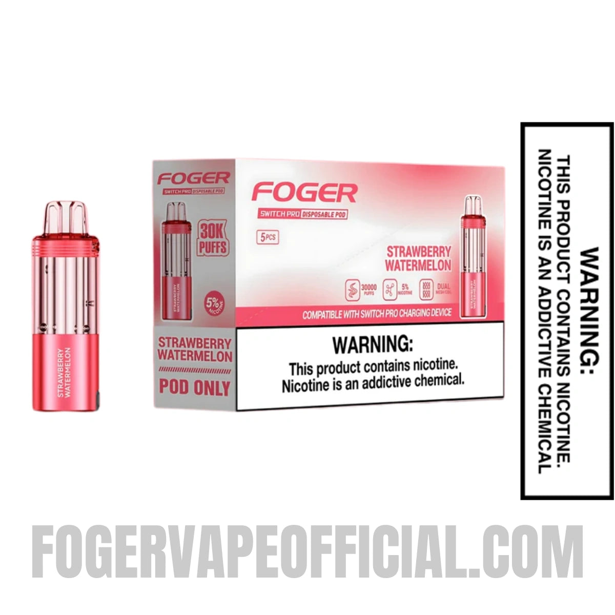 Strawberry Watermelon Foger Switch Pro 30K Disposable Pod With Bundle Box