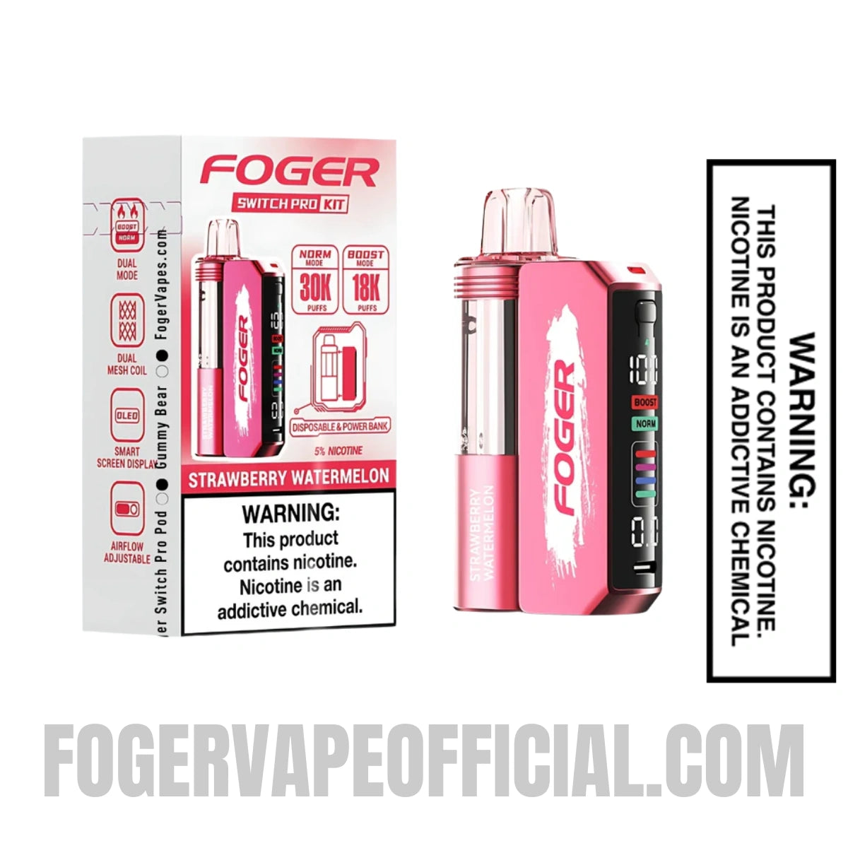 Strawberry Watermelon Foger Switch Pro Vape Kit 30K Puffs With Package Box