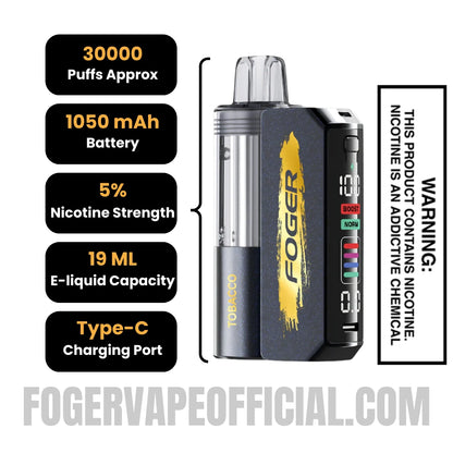 Tobacco Foger Switch Pro Vape Kit 30K Puffs Specifications