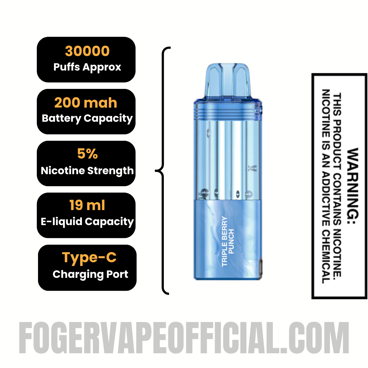 Triple Berry Punch Foger Switch Pro 30K Disposable Vape Pod