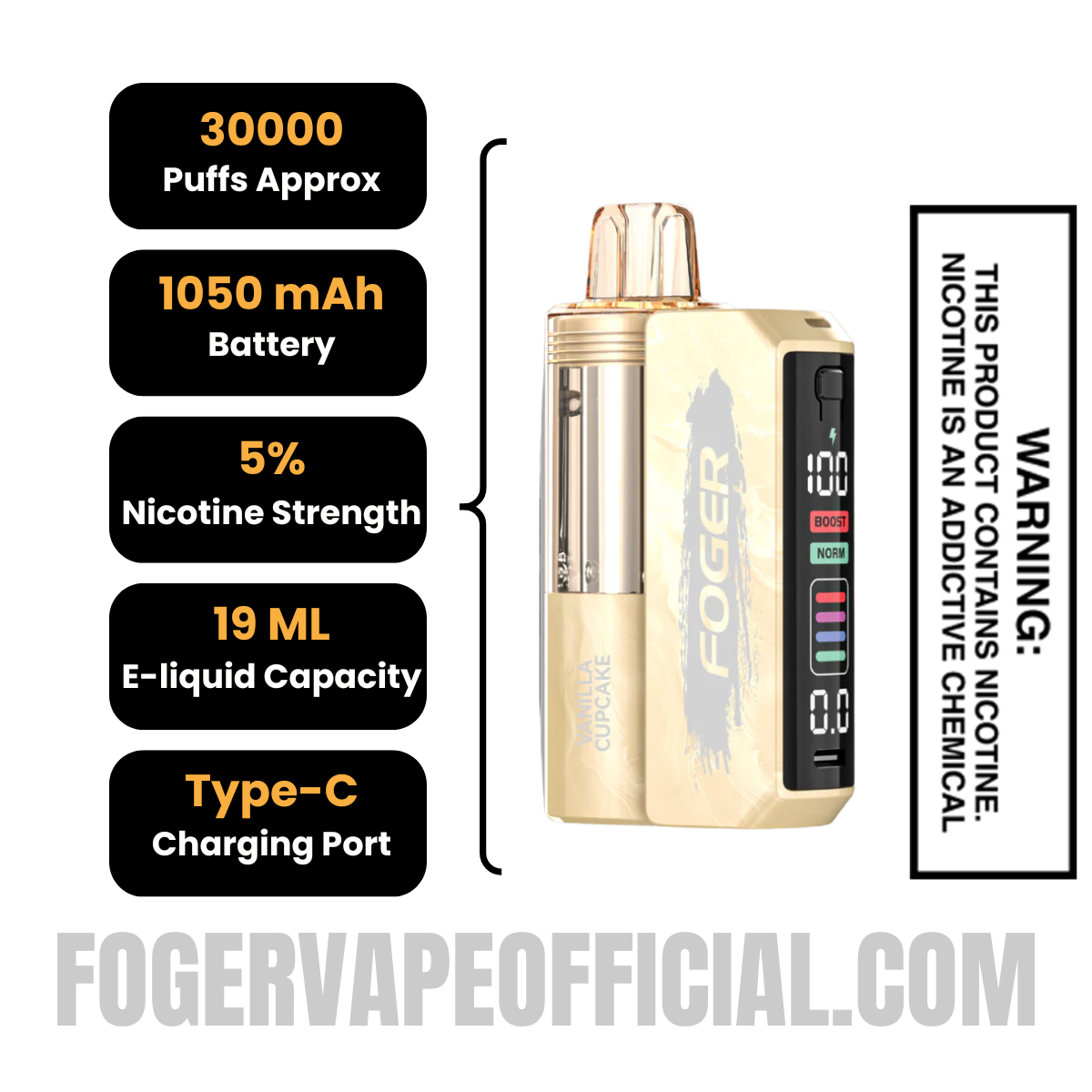 Vanilla Cupcake Foger Switch Pro Vape Kit 30K Puffs Vanilla Cupcake Foger Switch Pro Vape Kit 30K Puffs