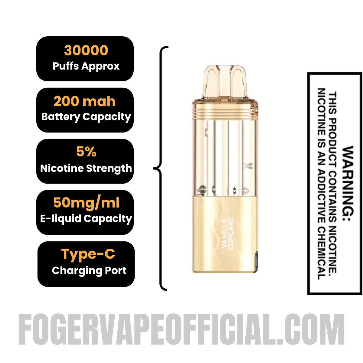 Vanilla Cupcake Foger Switch Pro 30K Disposable Pod