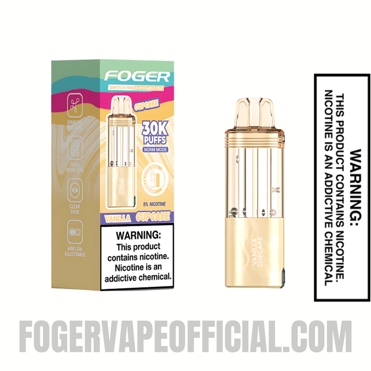 Vanilla Cupcake Foger Switch Pro 30K Disposable Pod