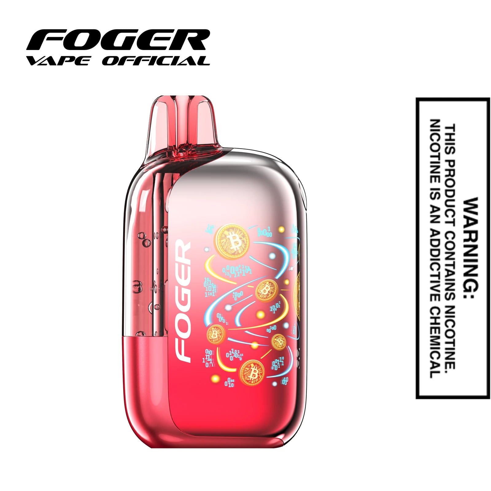 Front view of the Watermelon Ice Foger Bit 35K disposable vape showing the clear tank and smart screen