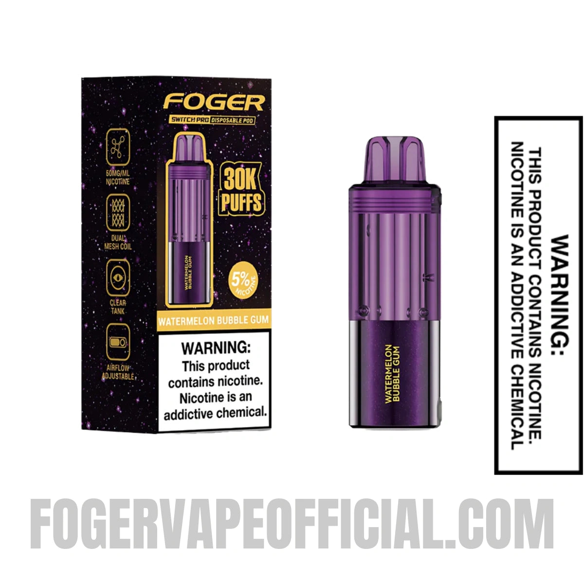 Watermelon Bubble Gum Foger Switch Pro 30K Disposable Pod With Package Box