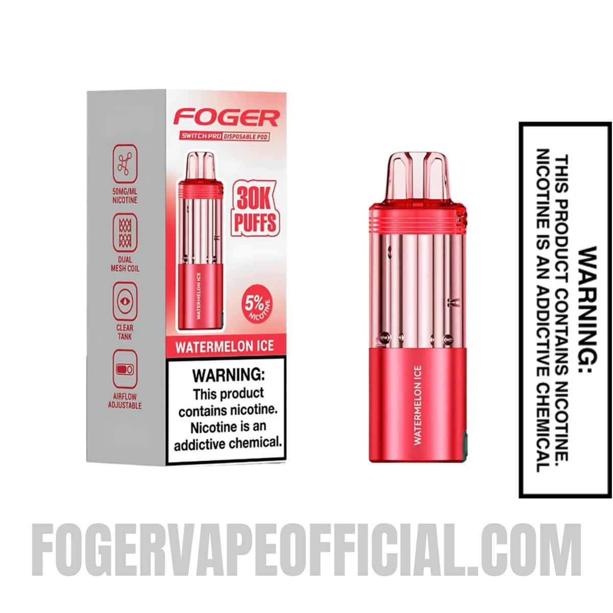 Watermelon Ice Foger Switch Pro 30K Disposable Pod With Package Box