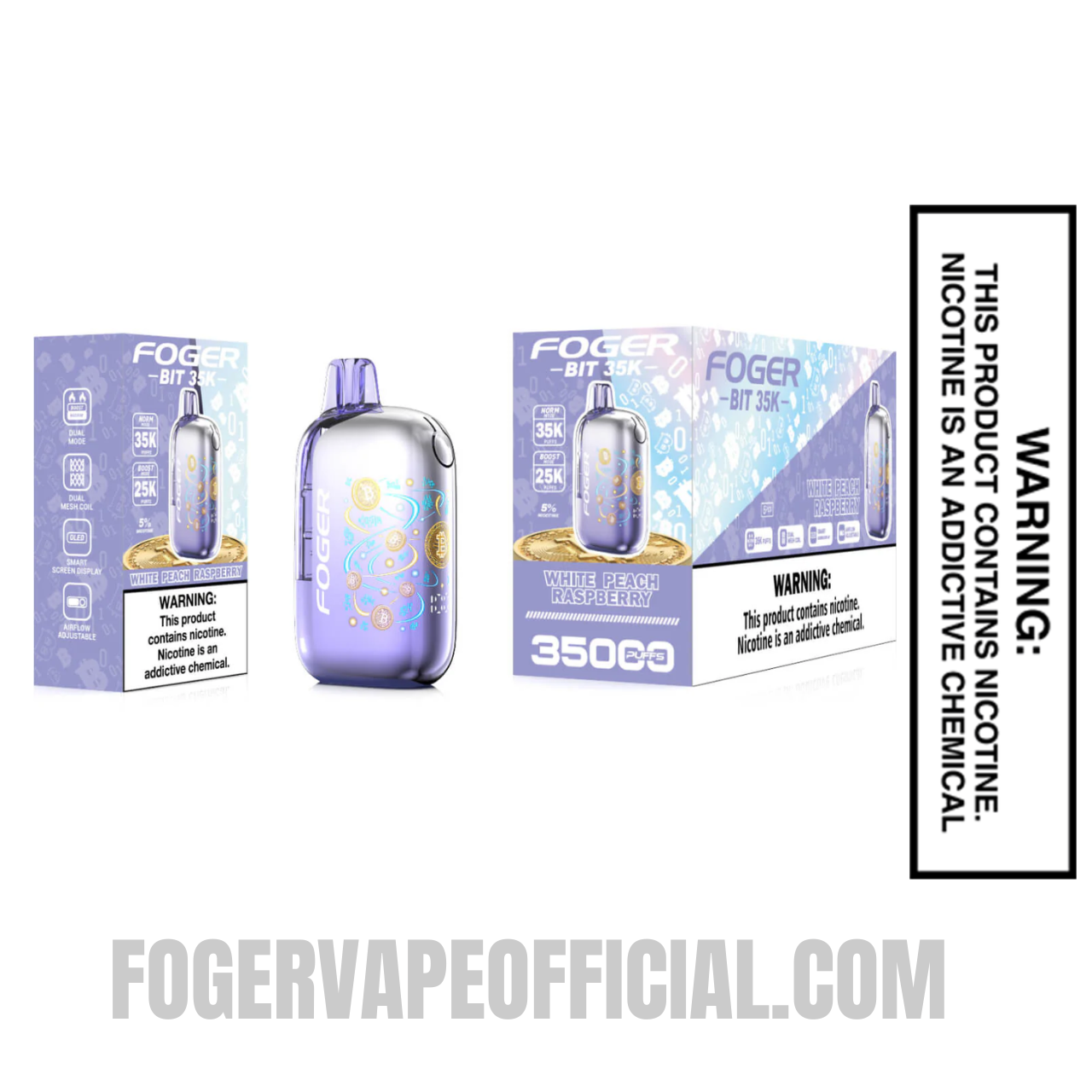 White Peach Raspberry Foger Bit 35K Disposable Vape