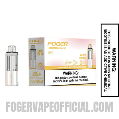 White Gummy Foger Switch Pro 30K Disposable Pod With Bundle Pack