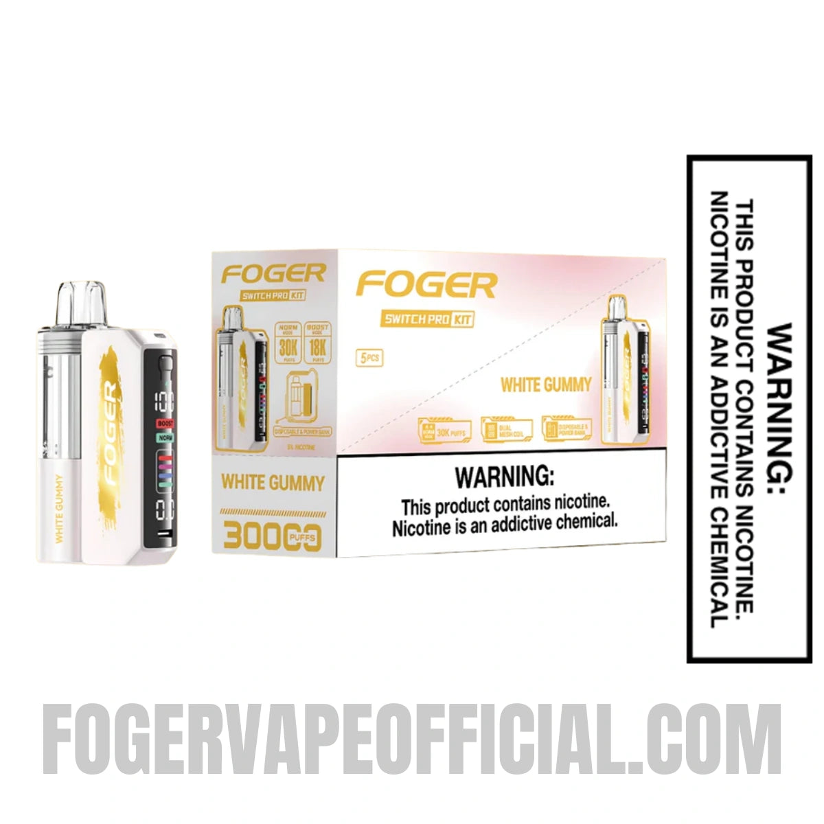 White Gummy Foger Switch Pro Vape Kit 30K Puffs White Gummy Foger Switch Pro Vape Kit 30K Puffs