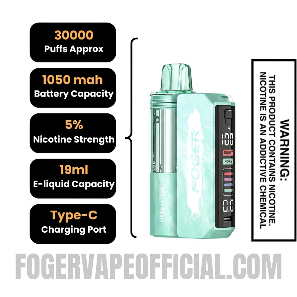 Meta Moon Foger Switch Pro 30K Disposable Vape Kit Specifications