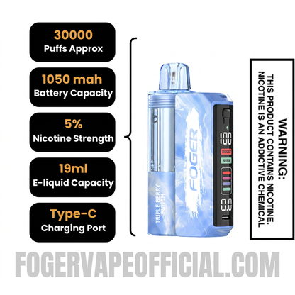 Triple Berry Punch Foger Switch Pro 30K Disposable Vape Kit Specifications