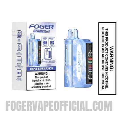 Triple Berry Punch Foger Switch Pro 30K Disposable Vape Kit with Package Box