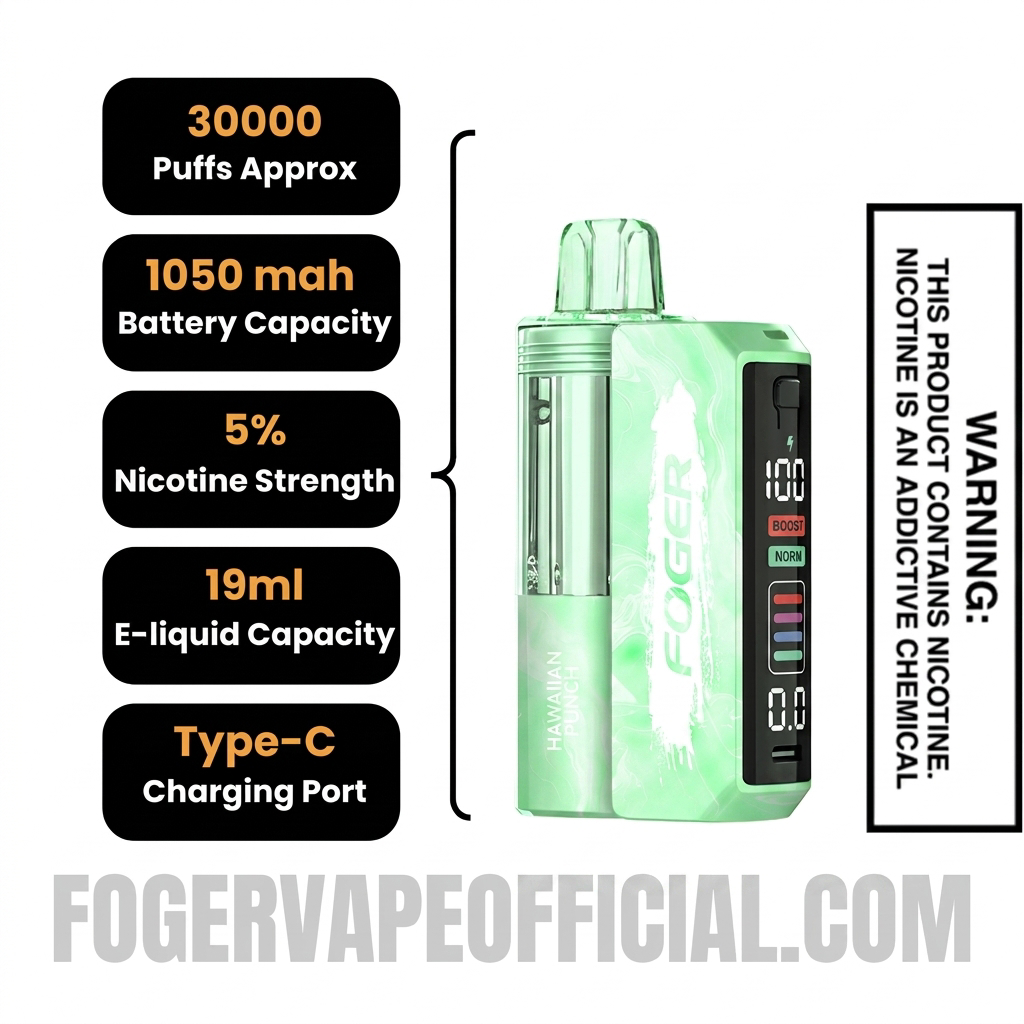 Hawaiian Punch Foger Switch Pro 30K Disposable Vape Kit Specifications
