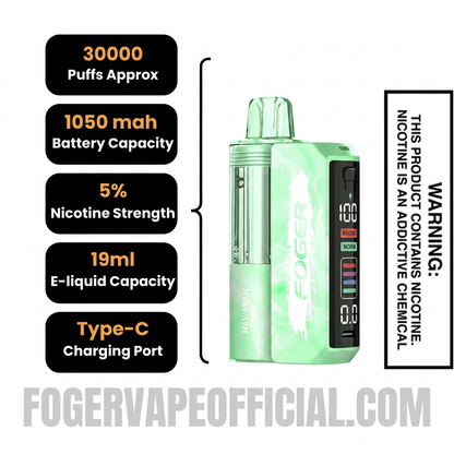 Hawaiian Punch Foger Switch Pro 30K Disposable Vape Kit Specifications
