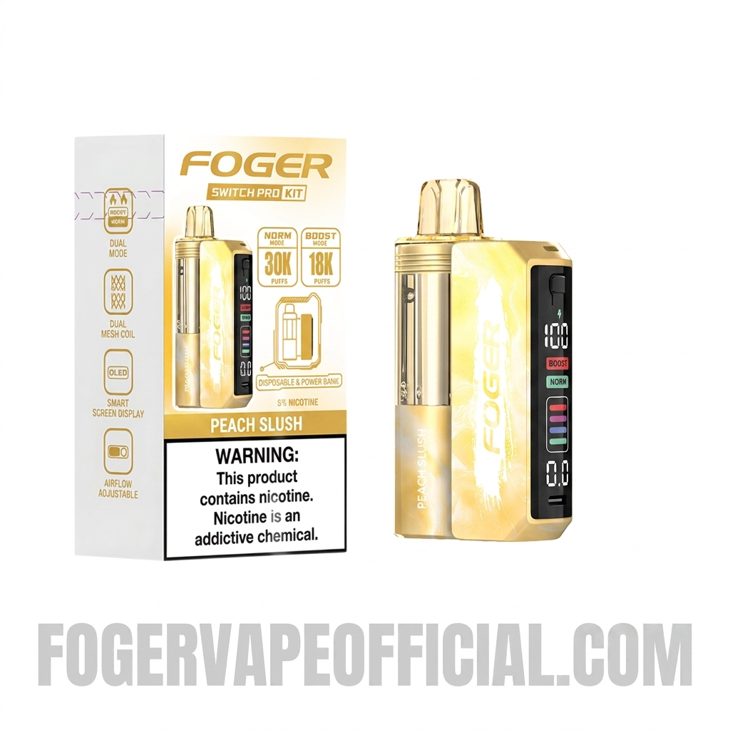 Peach Slush Foger Switch Pro 30K Disposable Vape Kit with Package Box