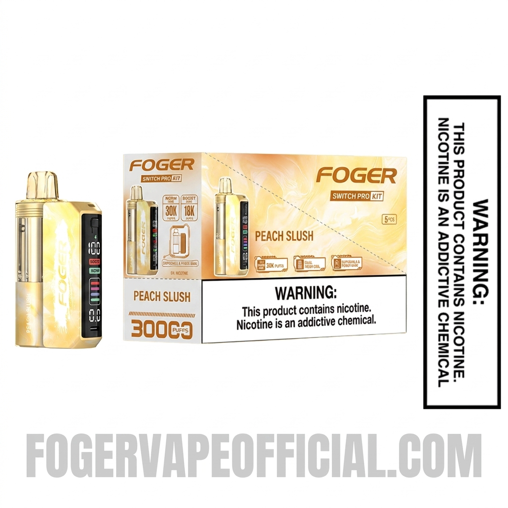 Peach Slush Foger Switch Pro 30K Disposable Vape Kit With Bundle Box