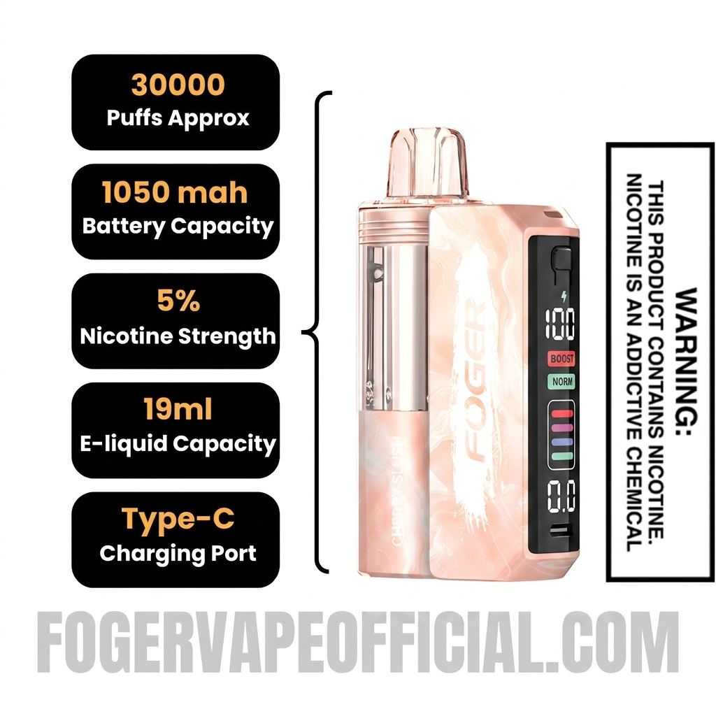 Cherry Slush Foger Switch Pro 30K Disposable Vape Kit Specifications