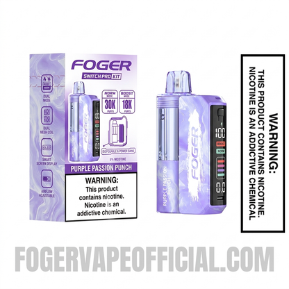 Purple Passion Punch Foger Switch Pro 30K Disposable Vape Kit with Package Box